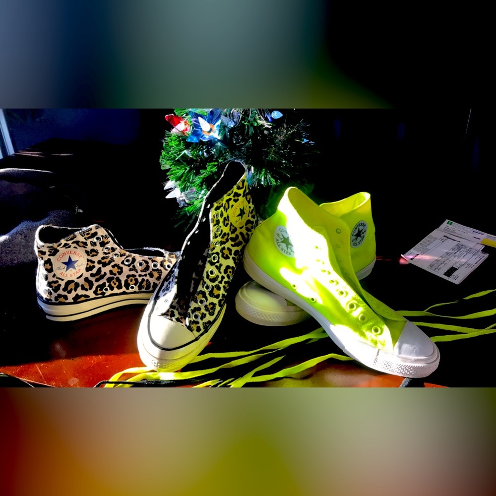 Converse , limited edition,highlighter ,yellow,green,lime ,unisex,leopard
